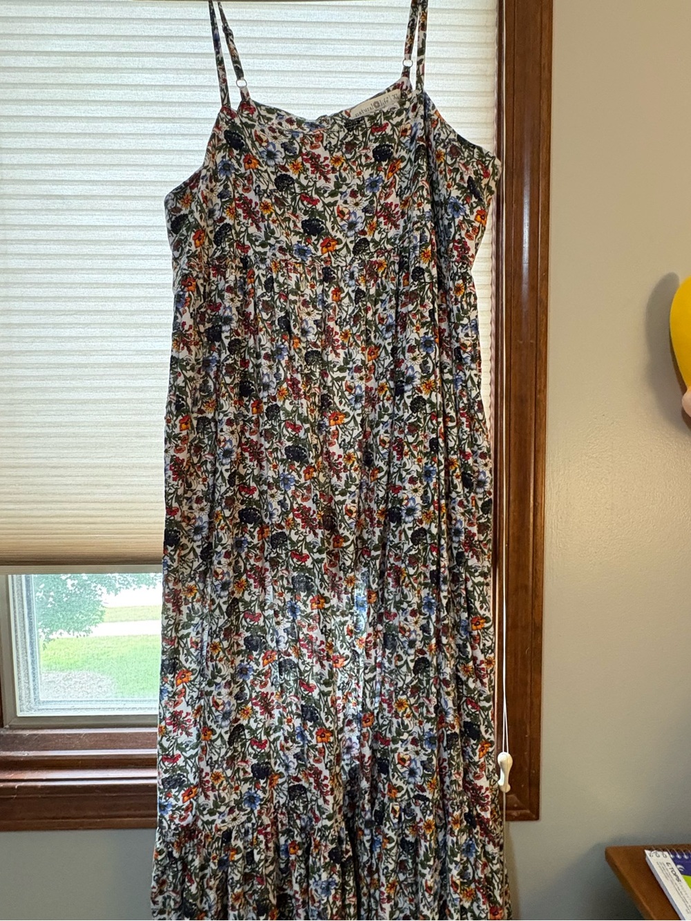 NATURAL LIFE Floral Spaghetti-Strap Maxi Dress in White with Multicolor Blooms